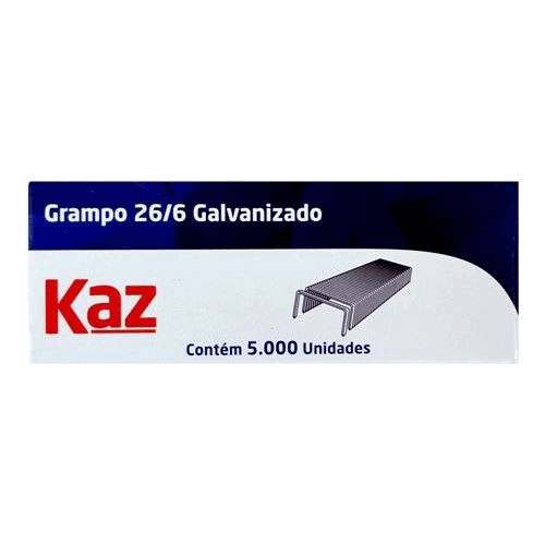 Grampo para Grampeador 26/6 Kaz - Caixa com 5000 unidades